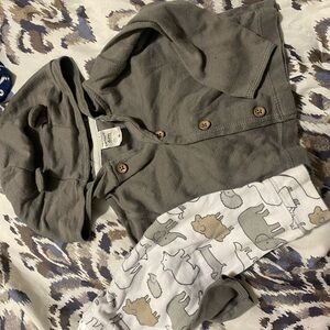 Gray Kids Matching Set with Animal Print